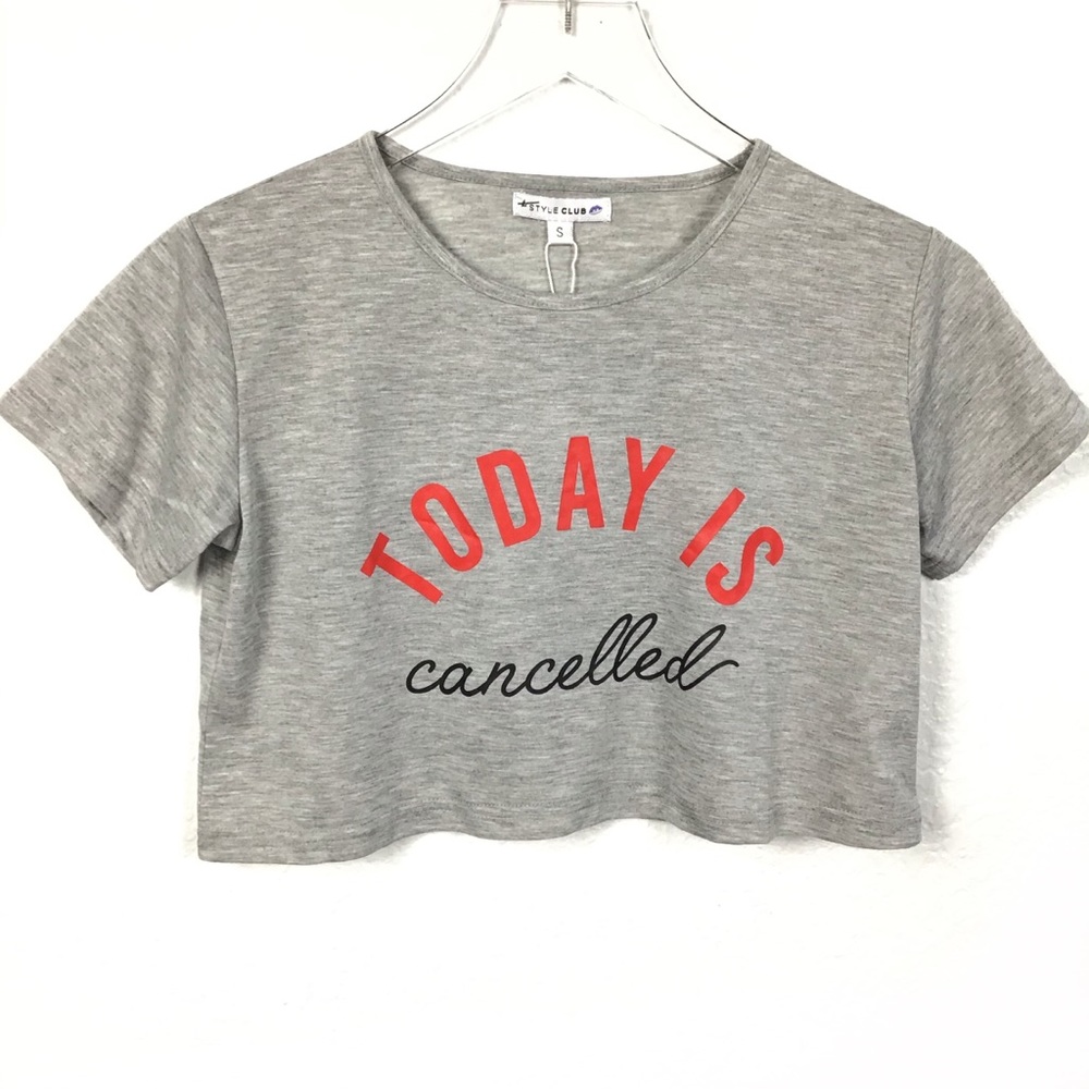 NWT Grey cropped short sleeves tee shirt size S